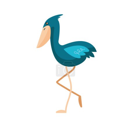 Ilustración de Pájaro de dibujos animados con plumas azules sobre blanco - Imagen libre de derechos