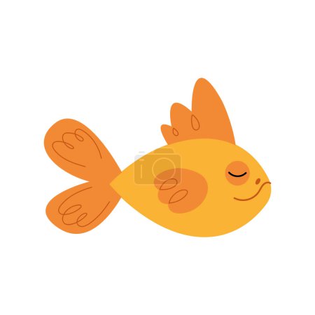 Téléchargez les illustrations : Cute golden fish over white - en licence libre de droit