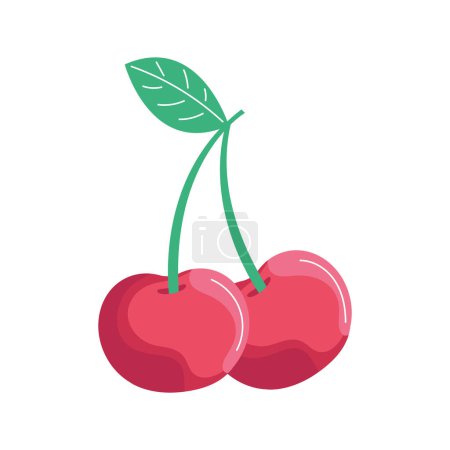 Téléchargez les illustrations : Fruits cerise juteux sur blanc - en licence libre de droit