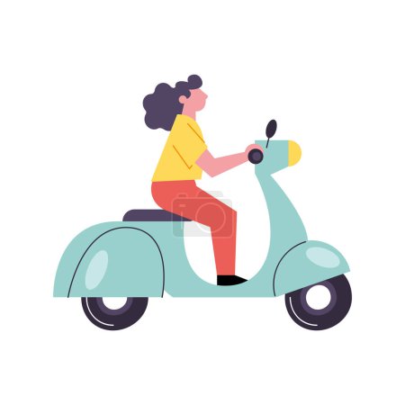 Illustration for Driving motor scooter adventure isolated - Royalty Free Image