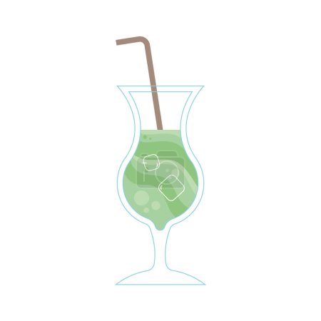Téléchargez les illustrations : Cocktail rafraîchissant aux fruits et glaçons sur blanc - en licence libre de droit