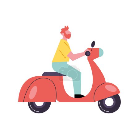 Ilustración de Hombre a caballo motos para la diversión aventura aislado - Imagen libre de derechos