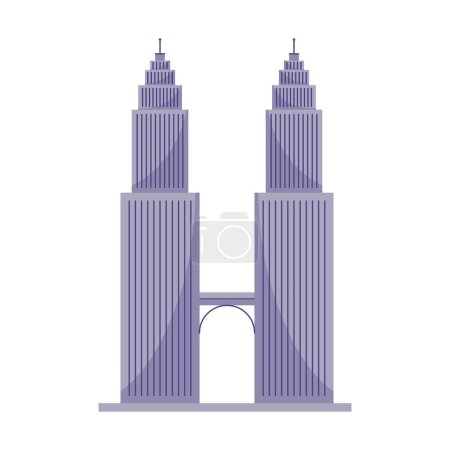 Ilustración de Diseño de rascacielos gemelos sobre blanco - Imagen libre de derechos