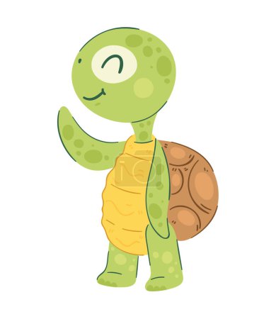 Illustration for Happy turtle standing over white - Royalty Free Image