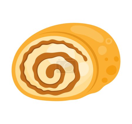 Illustration for Spiral cinnamon roll over white - Royalty Free Image