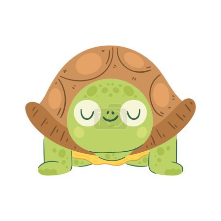 Téléchargez les illustrations : Conception de tortue heureuse sur blanc - en licence libre de droit