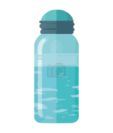 Illustration for Bottle icon with liquid and label isolated - Royalty Free Image