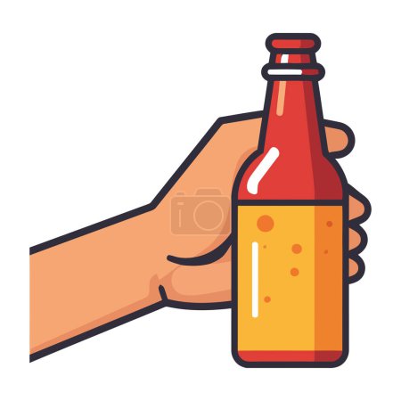 Illustration for Hand holds a beer bottle icon isolated - Royalty Free Image