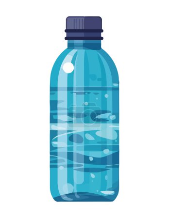 Téléchargez les illustrations : Eau fraîche purifiée en bouteille en plastique bleu icône isolée - en licence libre de droit