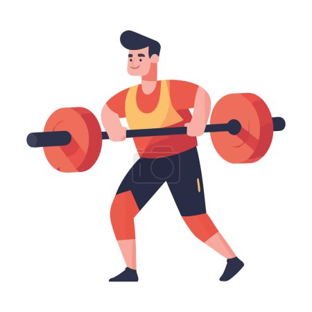 Illustration for Muscular athlete man with barbell icon isolated - Royalty Free Image