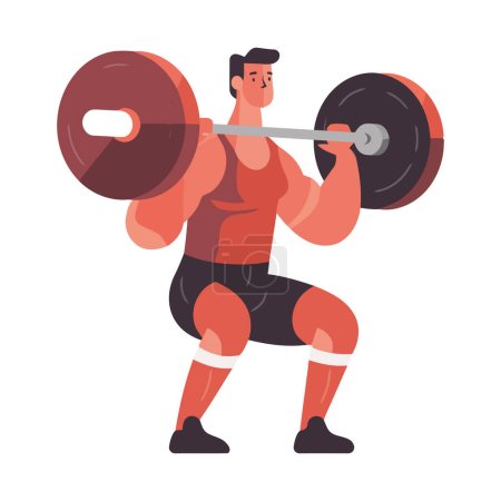 Illustration for Muscular men lifting weights in gym illustration icon isolated - Royalty Free Image