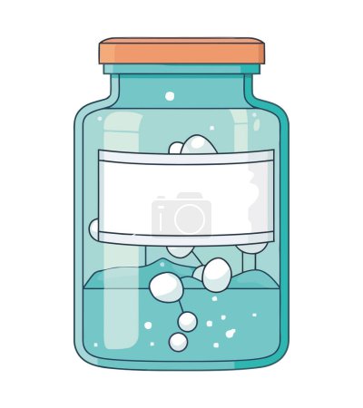 Téléchargez les illustrations : Pot de médecine transparent avec icône de capsule antibiotique isolé - en licence libre de droit