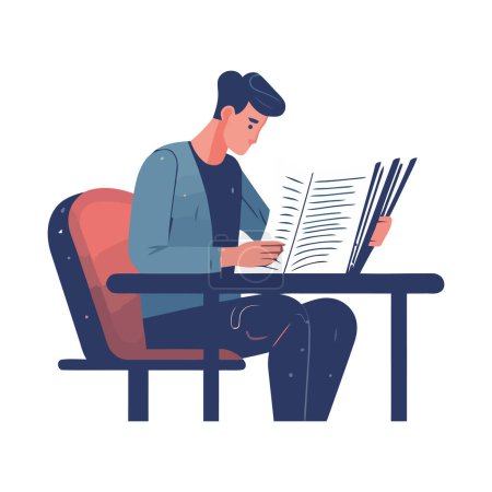Illustration for Successful businessman reading newspaper icon isolated - Royalty Free Image