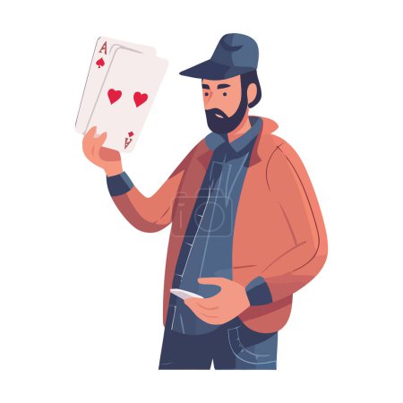 Illustration for Man with playing cards icon isolated - Royalty Free Image