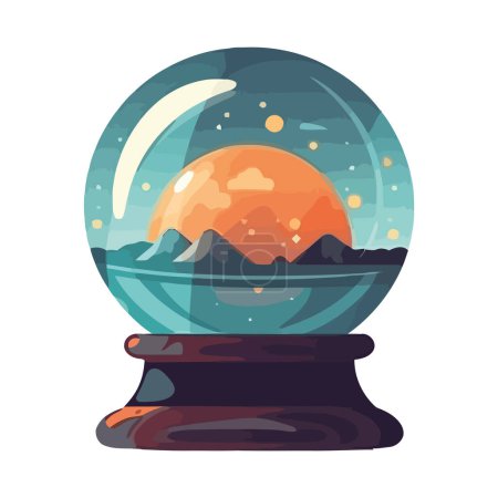 Illustration for Winter sphere decoration in nature landscape icon isolated - Royalty Free Image