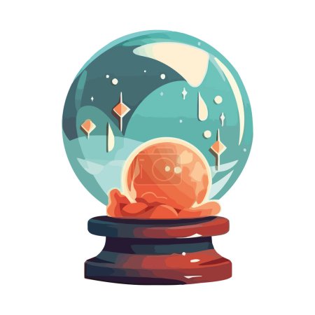 Téléchargez les illustrations : Boule de cristal avec lune et étoiles icône isolé - en licence libre de droit