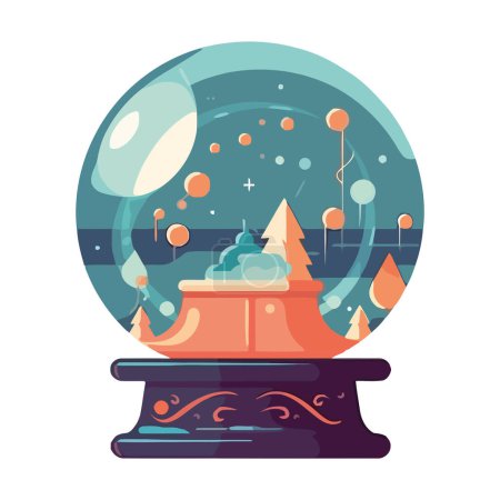 Illustration for Glass snow ball decoration icon isolated - Royalty Free Image