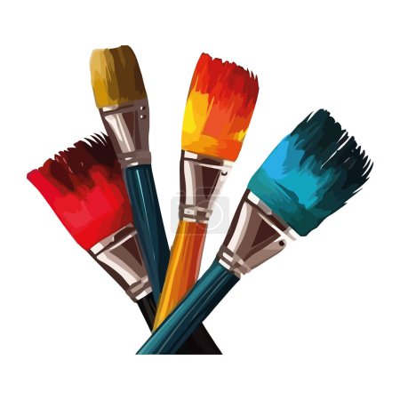Ilustración de Pinceles multicolores crean diseño icono aislado - Imagen libre de derechos