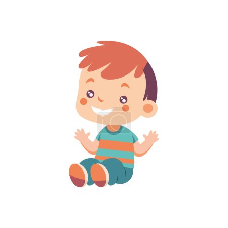Téléchargez les illustrations : Bébé souriant jouant sur le blanc - en licence libre de droit