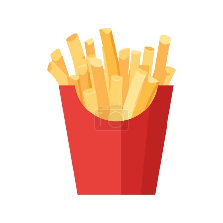 Illustration for Fast food restaurant meal fried potatoes over white - Royalty Free Image