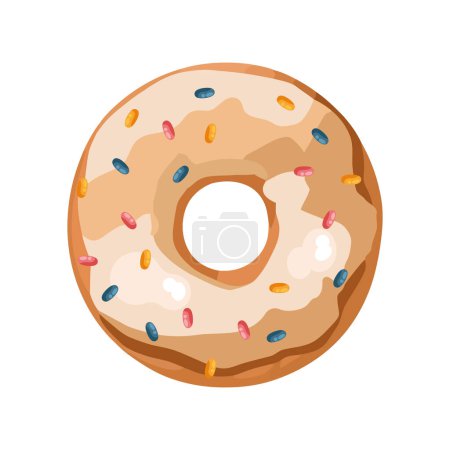 Illustration for Donut with chocolate icing and sprinkles over white - Royalty Free Image