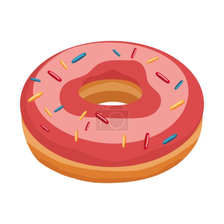 Téléchargez les illustrations : Donut gourmand avec glaçage au chocolat et fraise sur blanc - en licence libre de droit