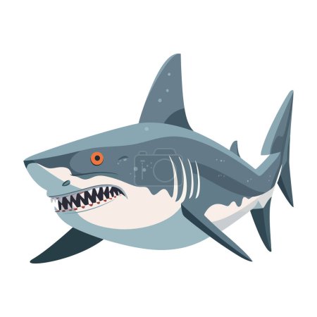 Téléchargez les illustrations : Requin sous-marin effrayant sur blanc - en licence libre de droit