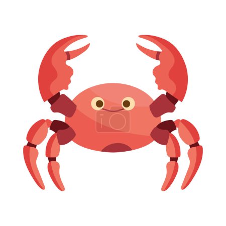 Illustration for Cute crab mascot enjoys gourmet seafood lunch over white - Royalty Free Image