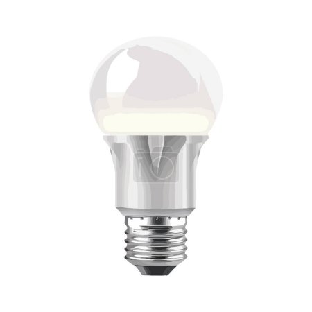 Ilustración de Bombilla de luz de bajo consumo brilla intensamente sobre blanco - Imagen libre de derechos