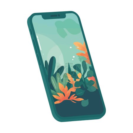 Illustration for Abstract nature growth in a smartphone over white - Royalty Free Image
