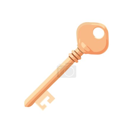 Illustration for Key for unlocking metal door over white - Royalty Free Image