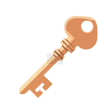 Illustration for Key design for unlocking metal door over white - Royalty Free Image
