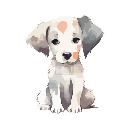 Illustration for Purebred puppy sitting, looking cheerful in isolation isolated - Royalty Free Image