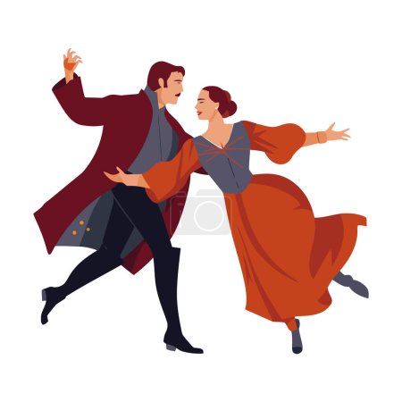 Illustration for Dancing couple in love, silhouette flying high isolated - Royalty Free Image
