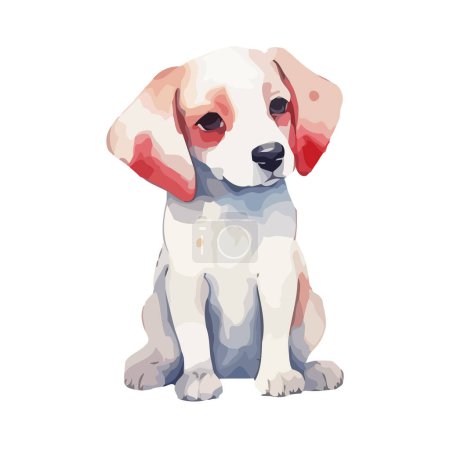 Illustration for Puppy sitting, looking cute with playful friend isolated - Royalty Free Image