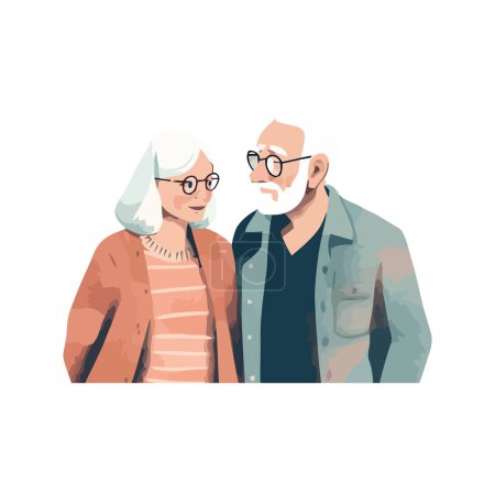 Illustration for Smiling husband and wife wearing casual clothing over white - Royalty Free Image