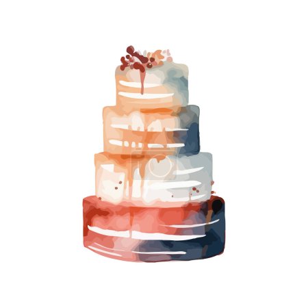 Illustration for Celebration of love with gourmet cake over white - Royalty Free Image