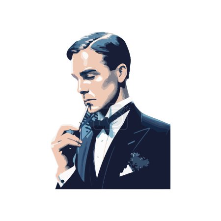 Ilustración de Elegante hombre de negocios en traje y pajarita aislado - Imagen libre de derechos