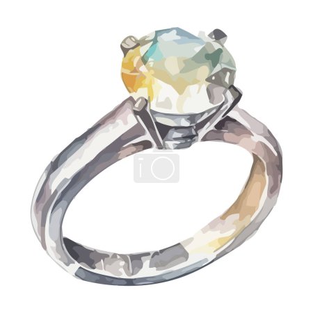 Ilustración de Brillantes piedras preciosas en anillos de boda de platino de lujo sobre blanco - Imagen libre de derechos