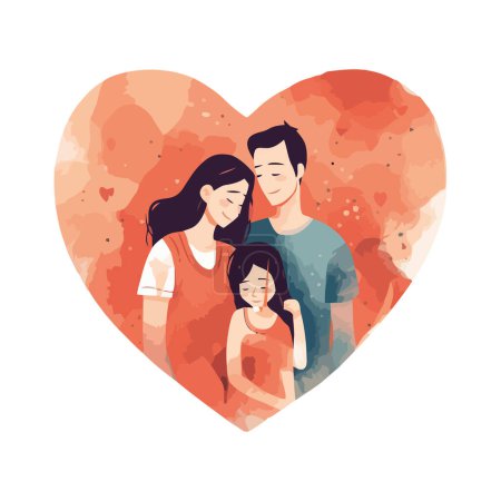 Téléchargez les illustrations : Famille avec amour et convivialité sur blanc - en licence libre de droit