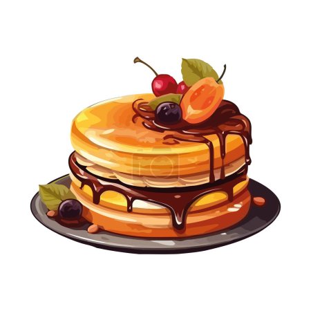 Illustration for Pancakes with honey and surup over white over white - Royalty Free Image