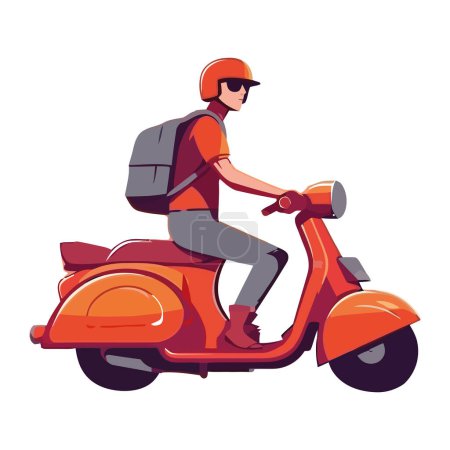 Ilustración de Hombres montando motocicletas, disfrutando de la libertad y la aventura aislados - Imagen libre de derechos