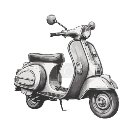 Téléchargez les illustrations : Illustration de moto à l'ancienne, isolée sur blanc isolé - en licence libre de droit