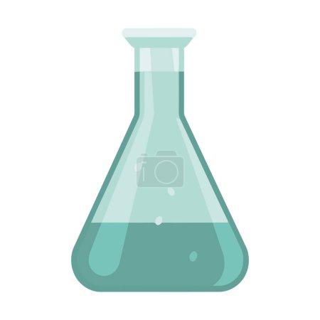 Téléchargez les illustrations : Scientifique analysant le liquide dans l'équipement de verrerie de laboratoire isolé - en licence libre de droit