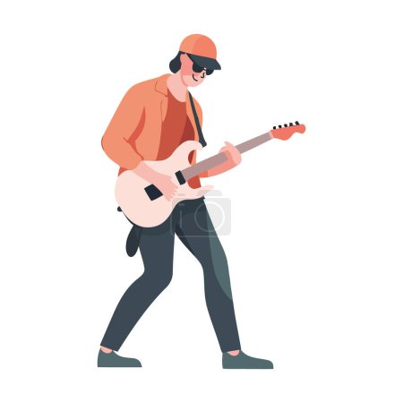 Téléchargez les illustrations : Homme jouant de la guitare sur blanc - en licence libre de droit