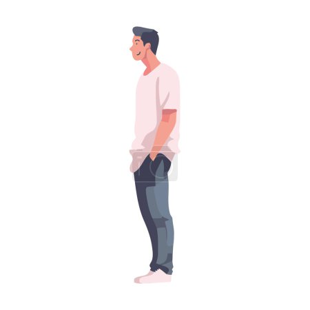 Illustration for One person standing, smiling in fashionable jeans isolated - Royalty Free Image