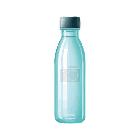 Illustration for Blue plastic bottle with medicine for illness over white - Royalty Free Image