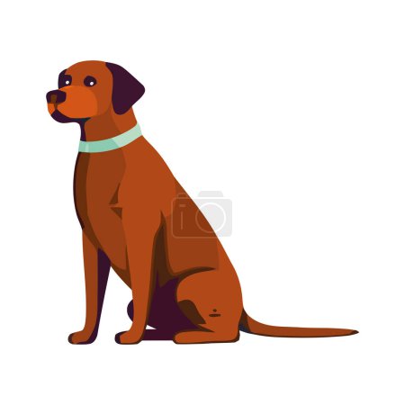 Illustration for Cute puppy sitting, looking at natures beauty isolated - Royalty Free Image
