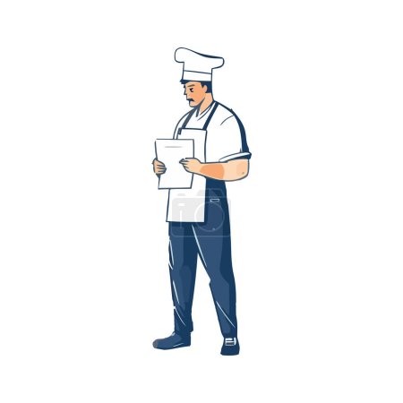 Illustration for Chef holding a paper over white - Royalty Free Image