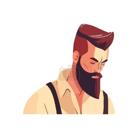 Ilustración de Hombre guapo con barba y bigote sobre blanco - Imagen libre de derechos
